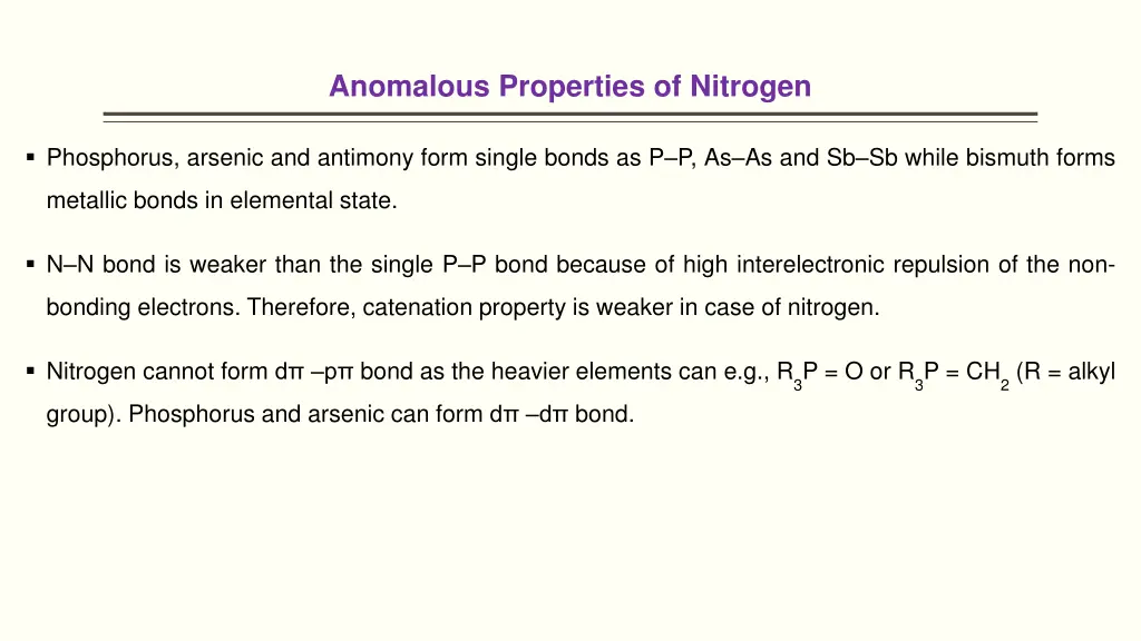 anomalous properties of nitrogen 1