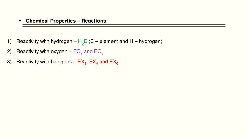 chemical properties reactions 1