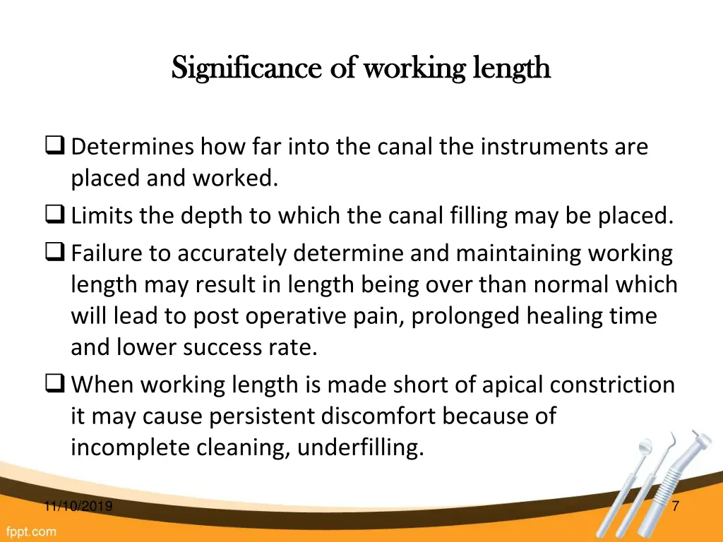 significance of working length significance
