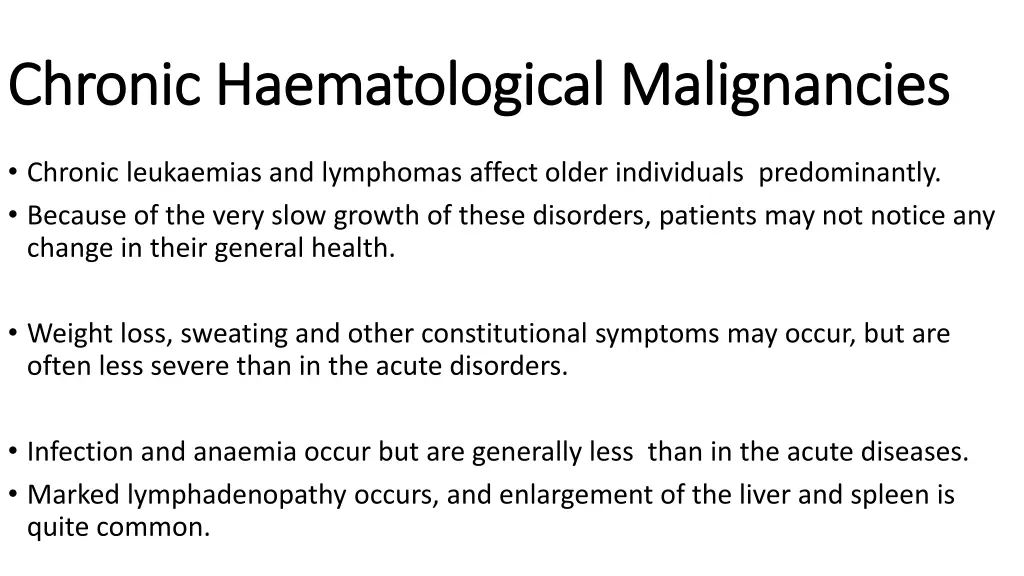 chronic haematological malignancies chronic