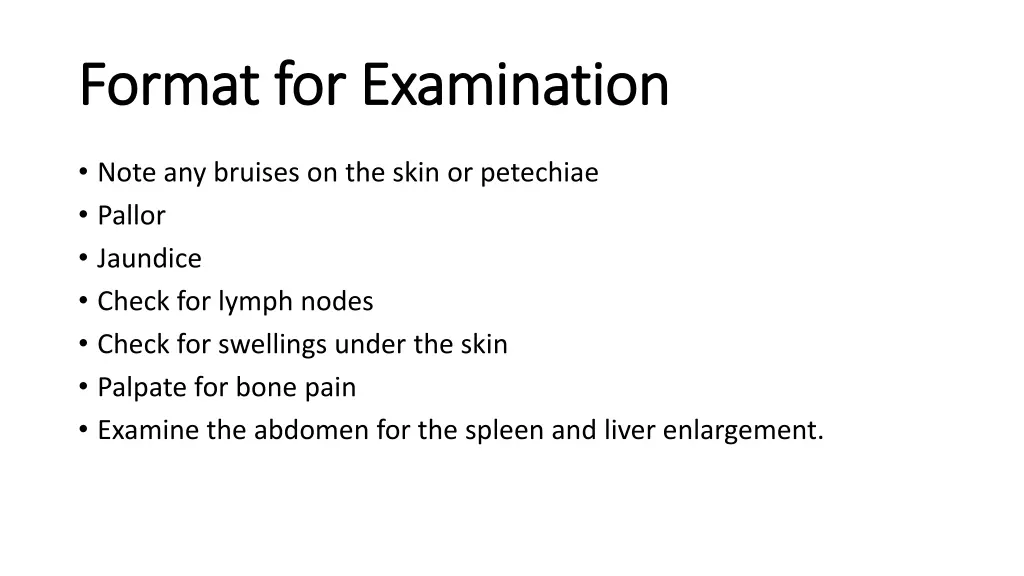 format for examination format for examination