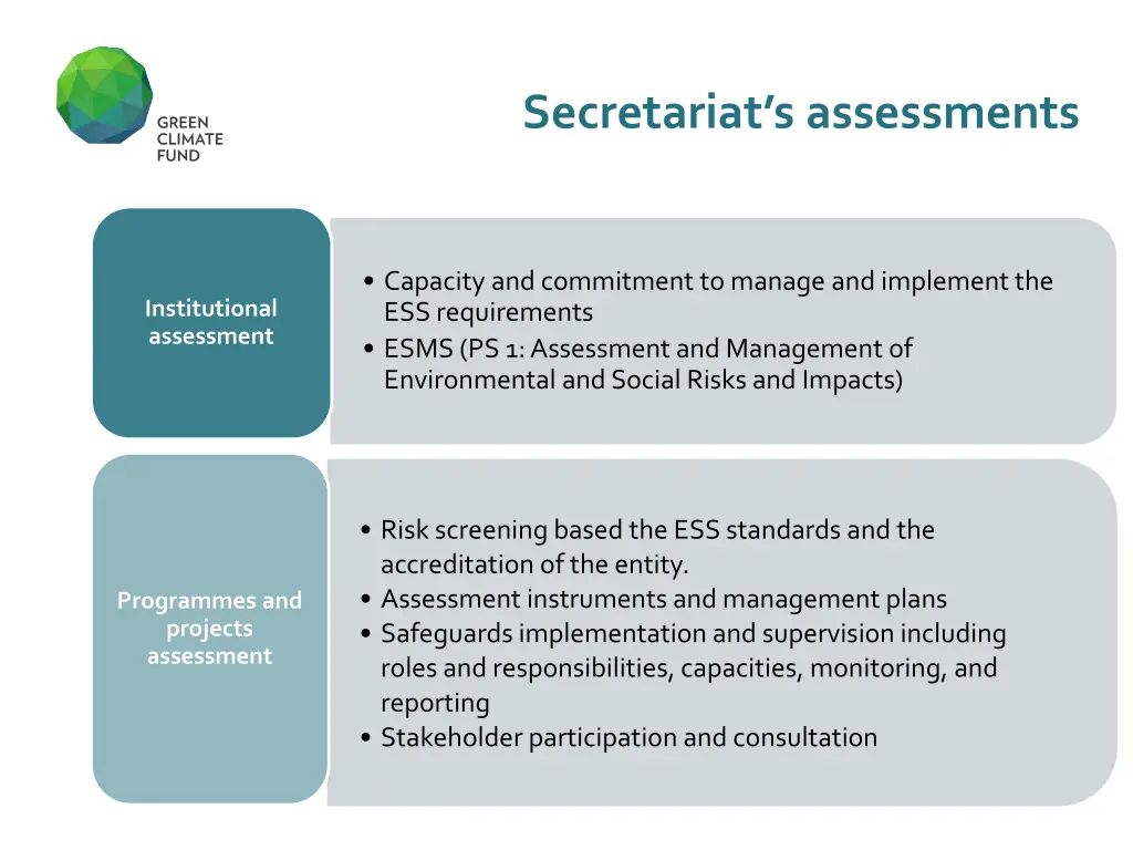secretariat s assessments