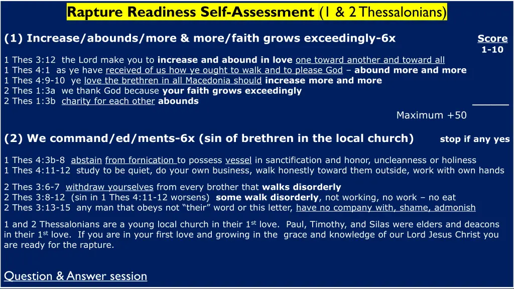 rapture readiness self assessment