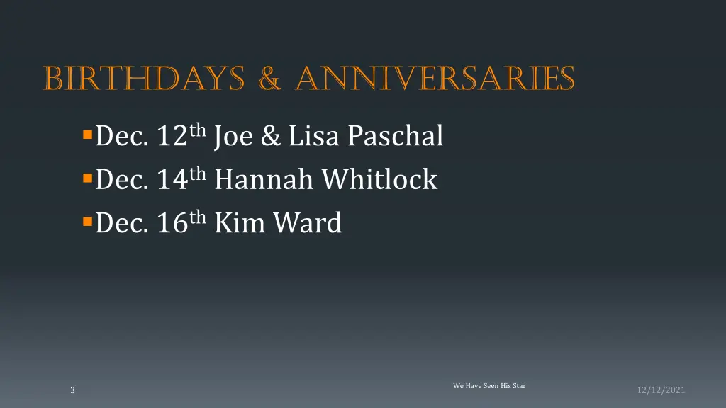birthdays anniversaries