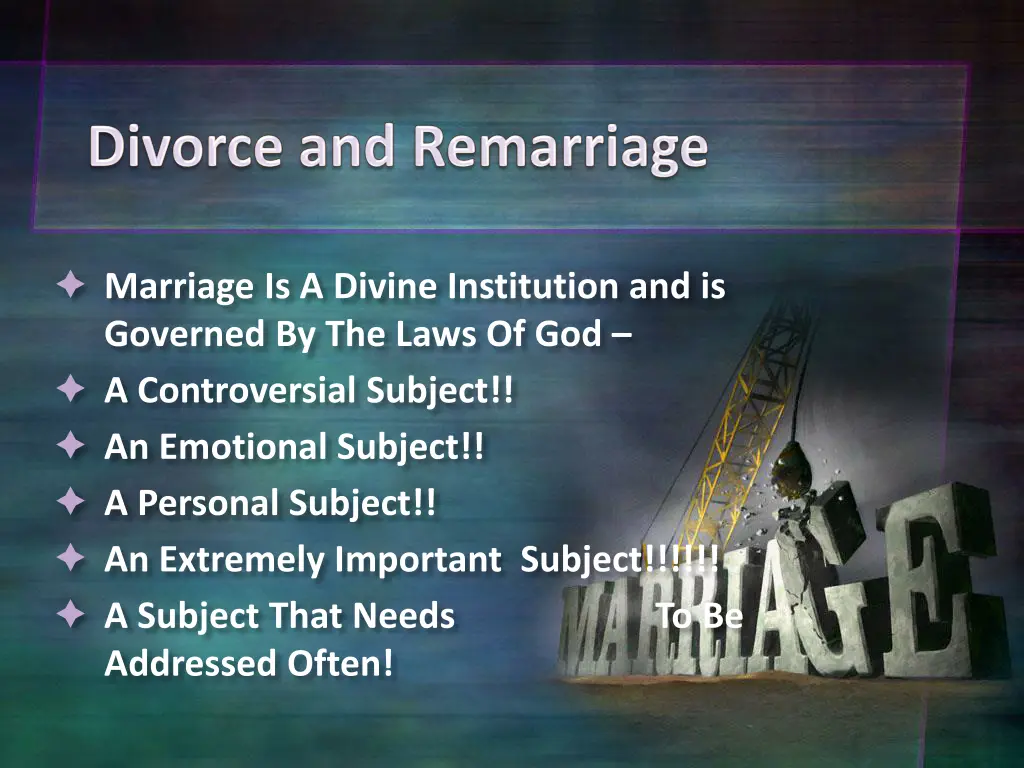 marriage is a divine institution and is governed
