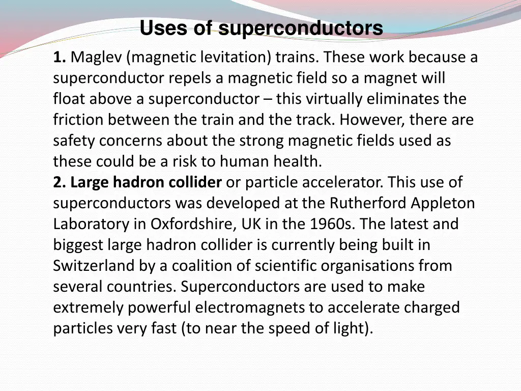 uses of superconductors