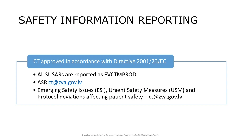 safety information reporting