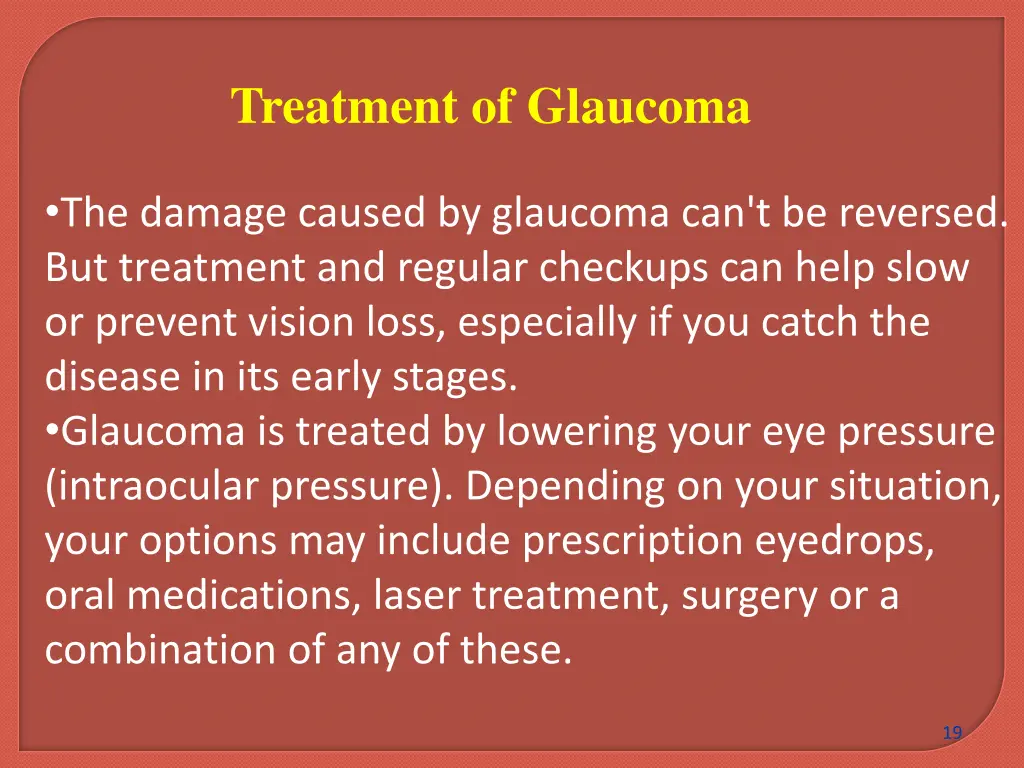 treatment of glaucoma