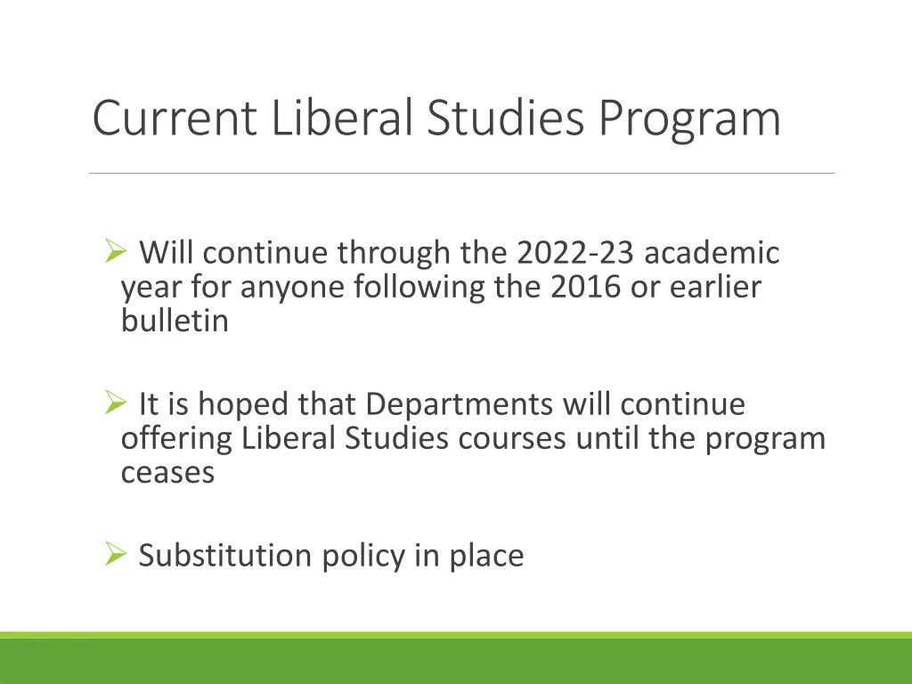 current liberal studies program