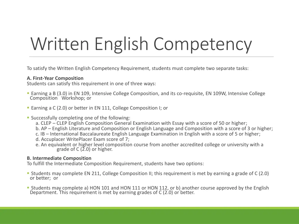 written english competency