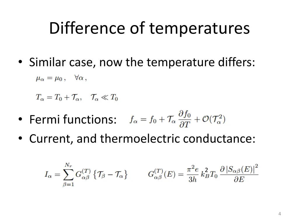 difference of temperatures