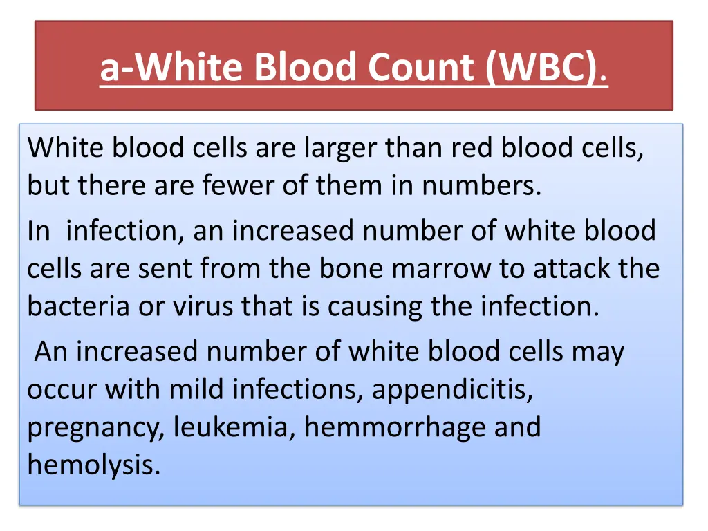 a white blood count wbc