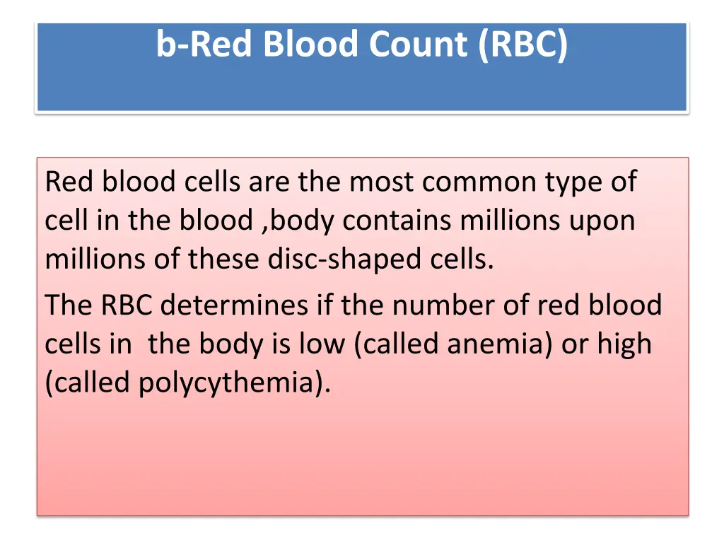 b red blood count rbc
