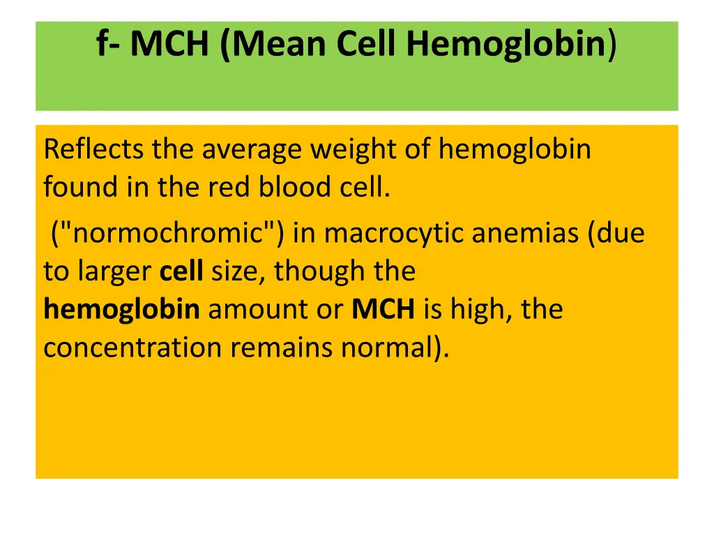f mch mean cell hemoglobin