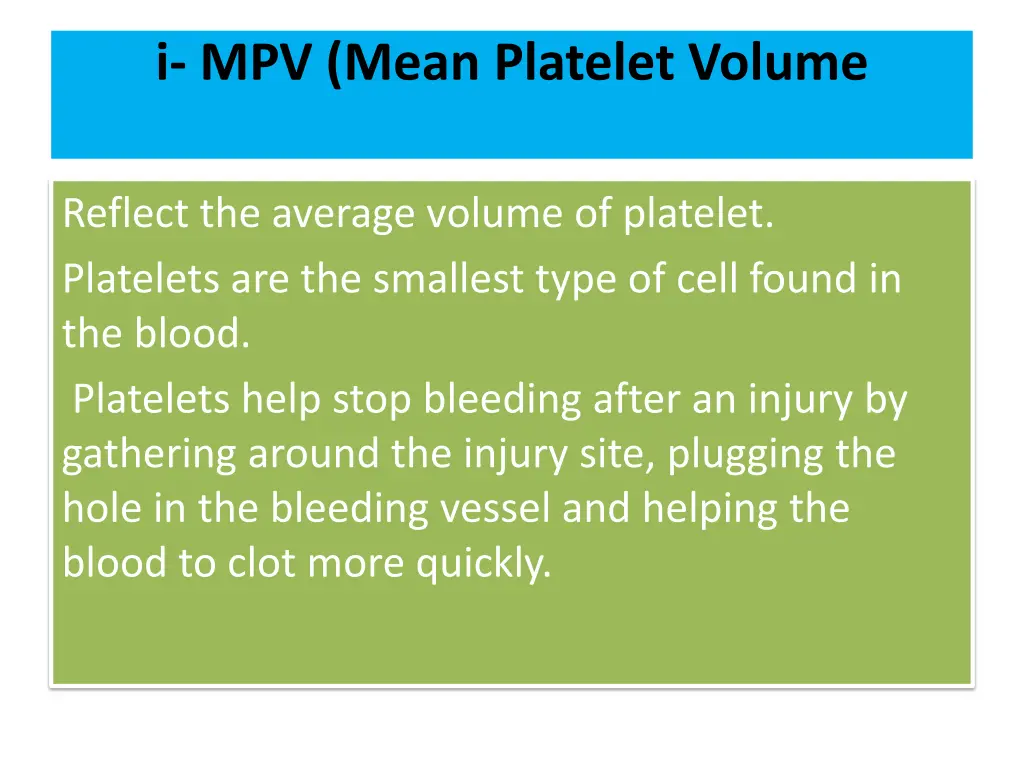 i mpv mean platelet volume