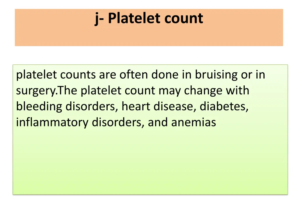 j platelet count