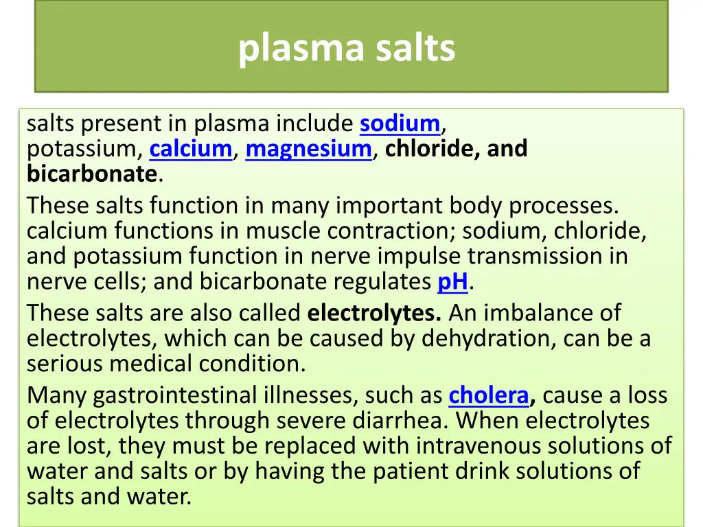 plasma salts