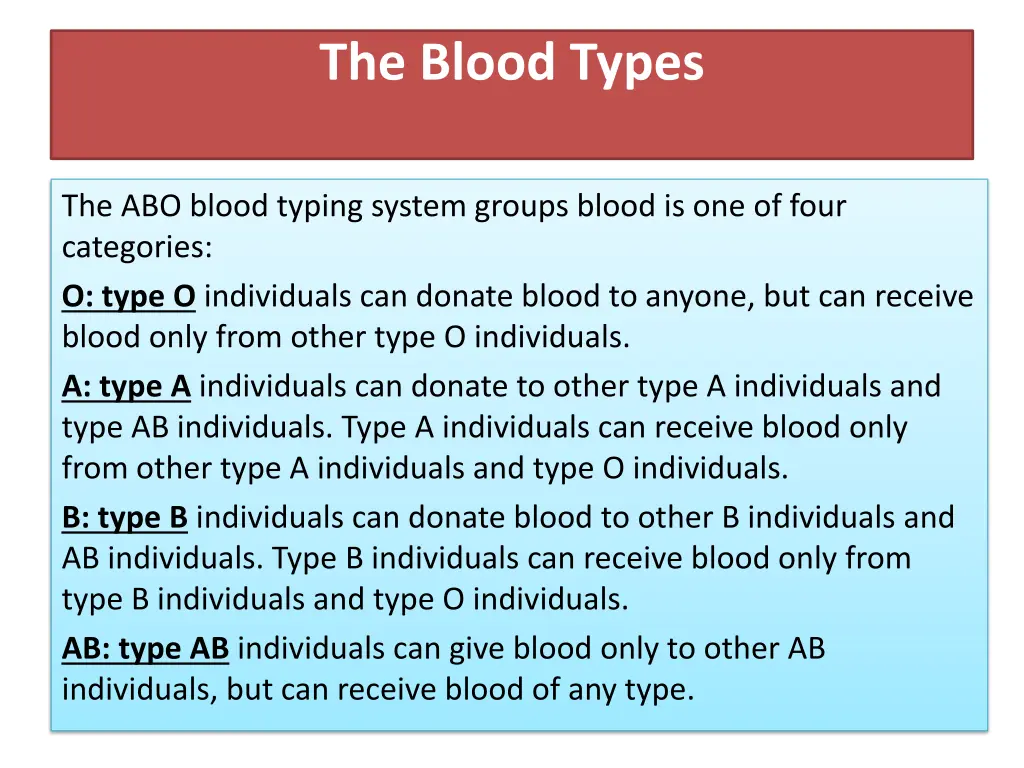 the blood types