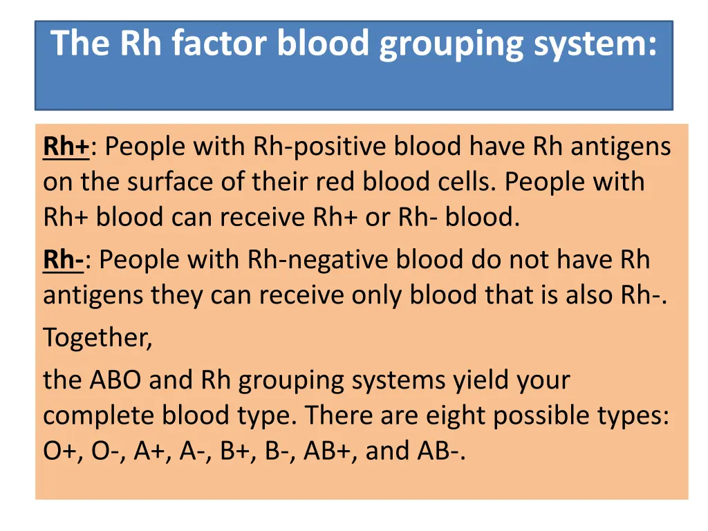 the rh factor blood grouping system