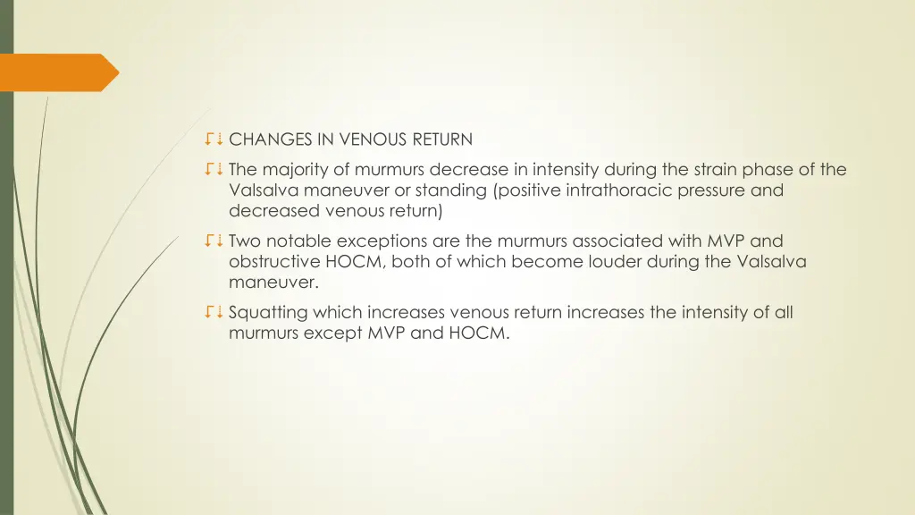 changes in venous return