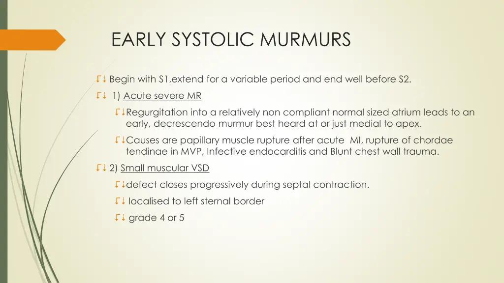 early systolic murmurs