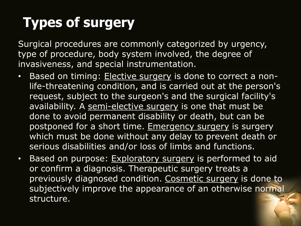 types of surgery