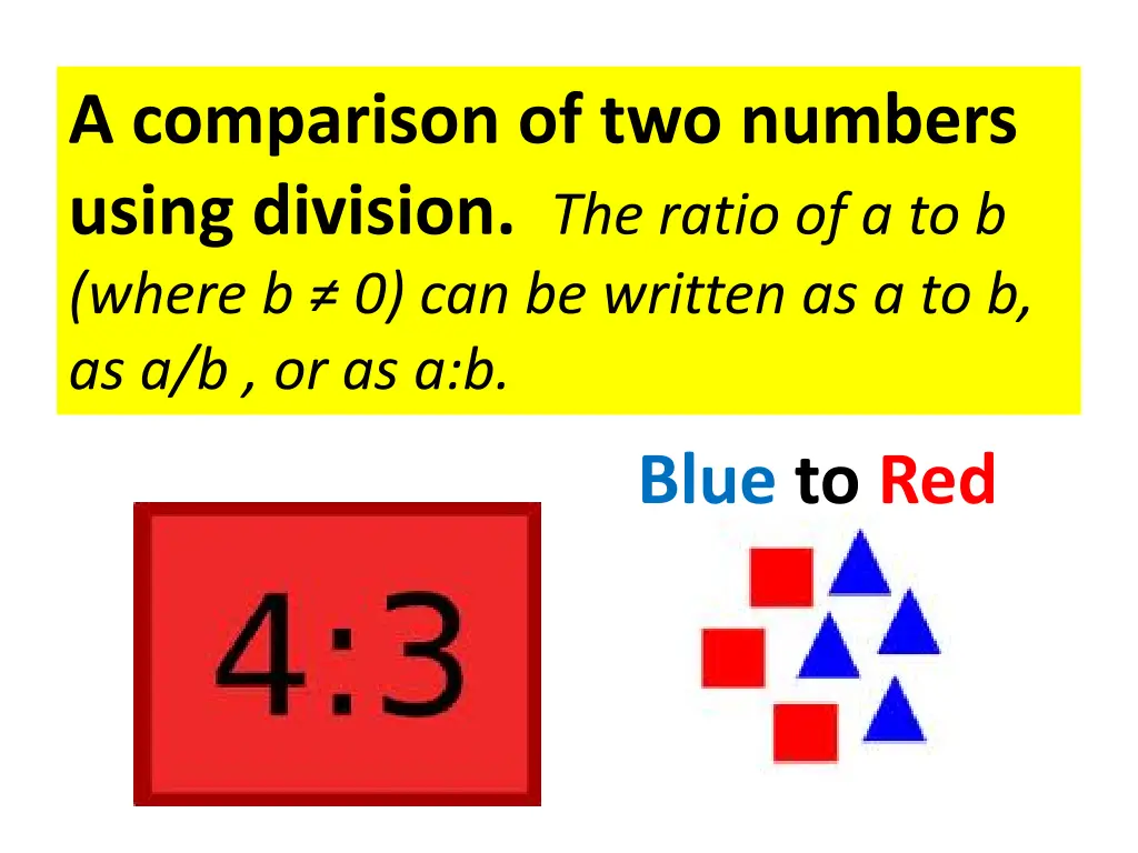 a comparison of two numbers using division 1