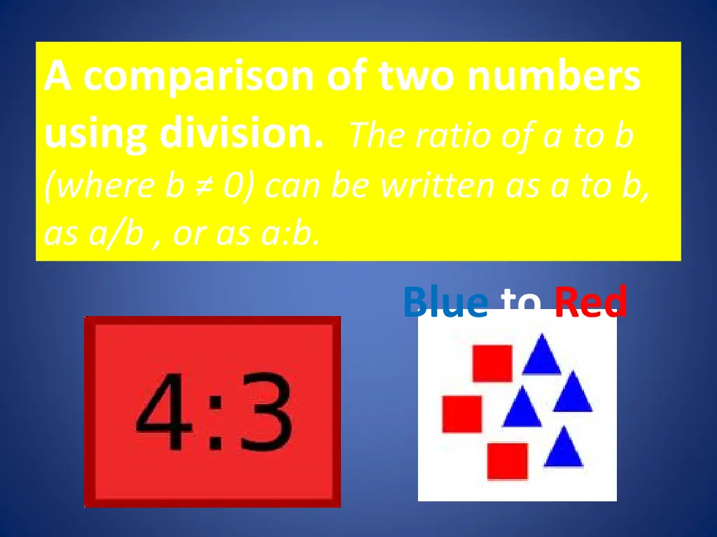 a comparison of two numbers using division