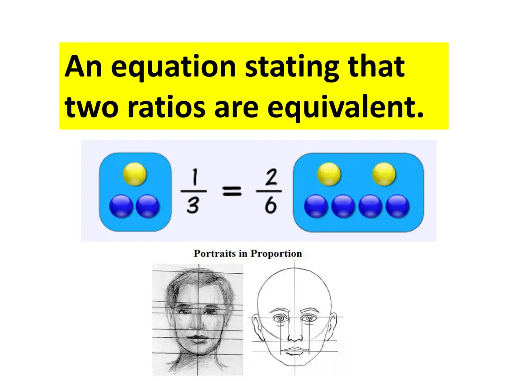 an equation stating that two ratios are equivalent 1