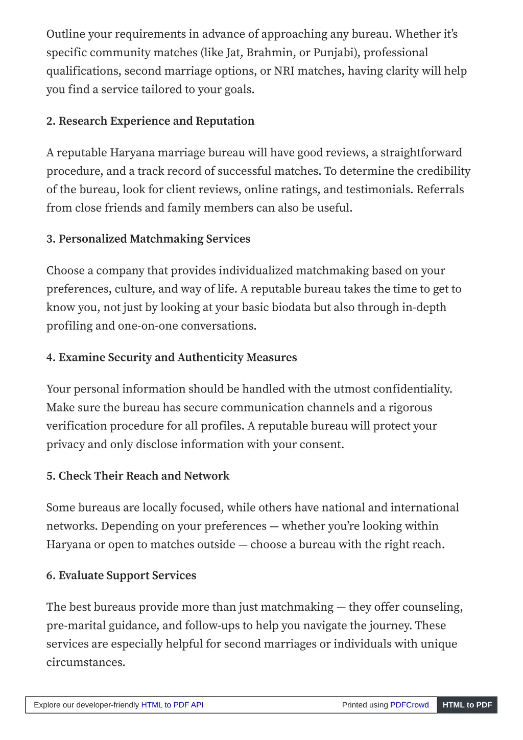 outline your requirements in advance