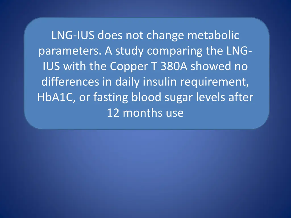 lng ius does not change metabolic parameters