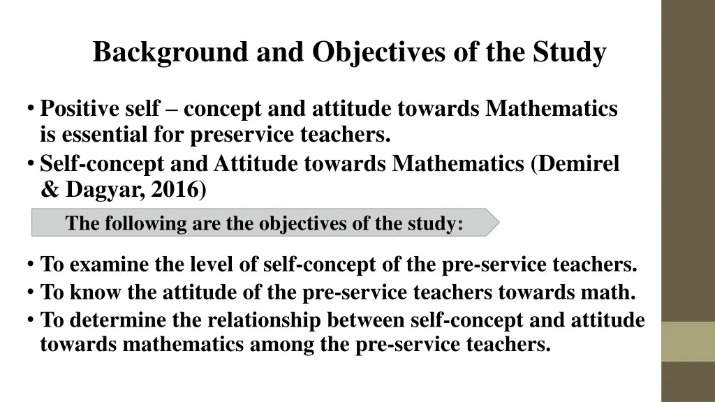 background and objectives of the study
