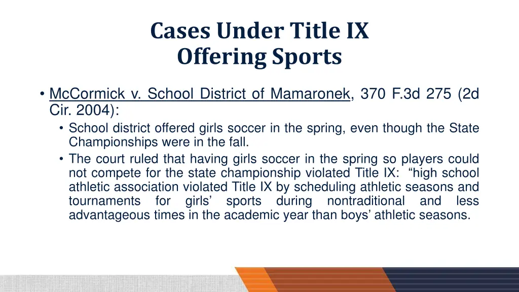 cases under title ix offering sports 2