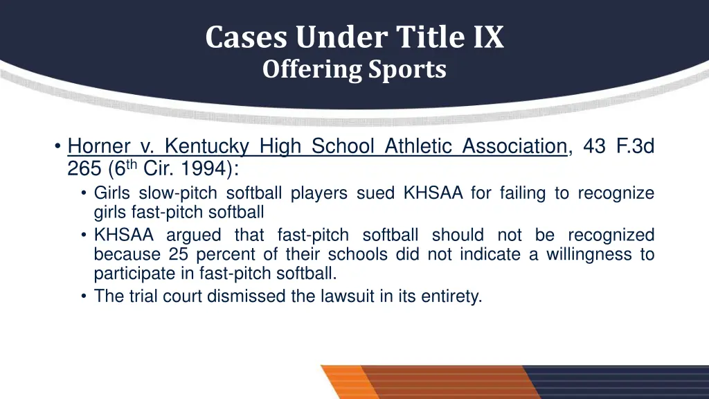 cases under title ix offering sports