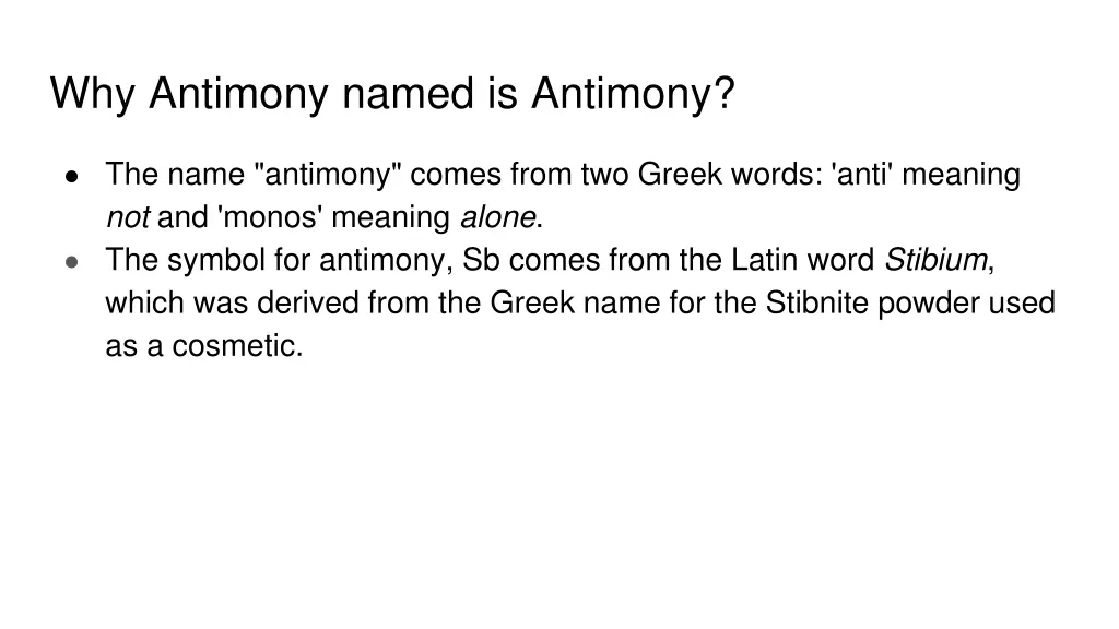 why antimony named is antimony