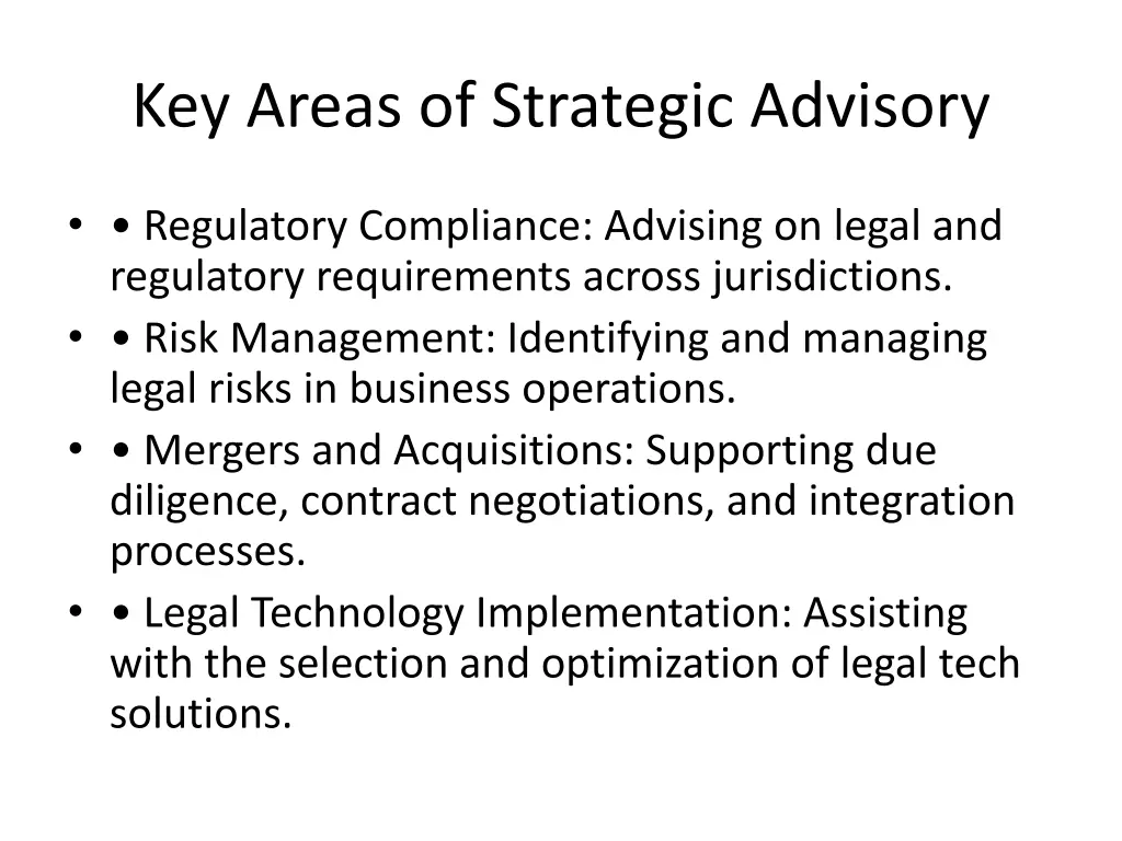 key areas of strategic advisory