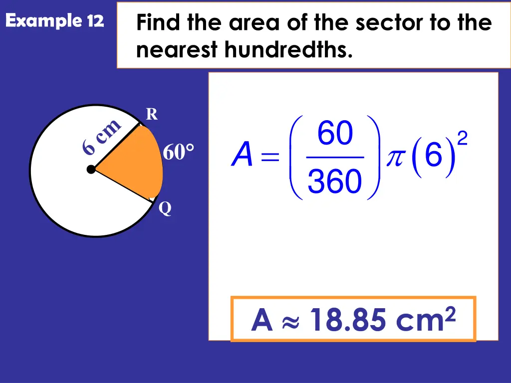find the area of the sector to the nearest