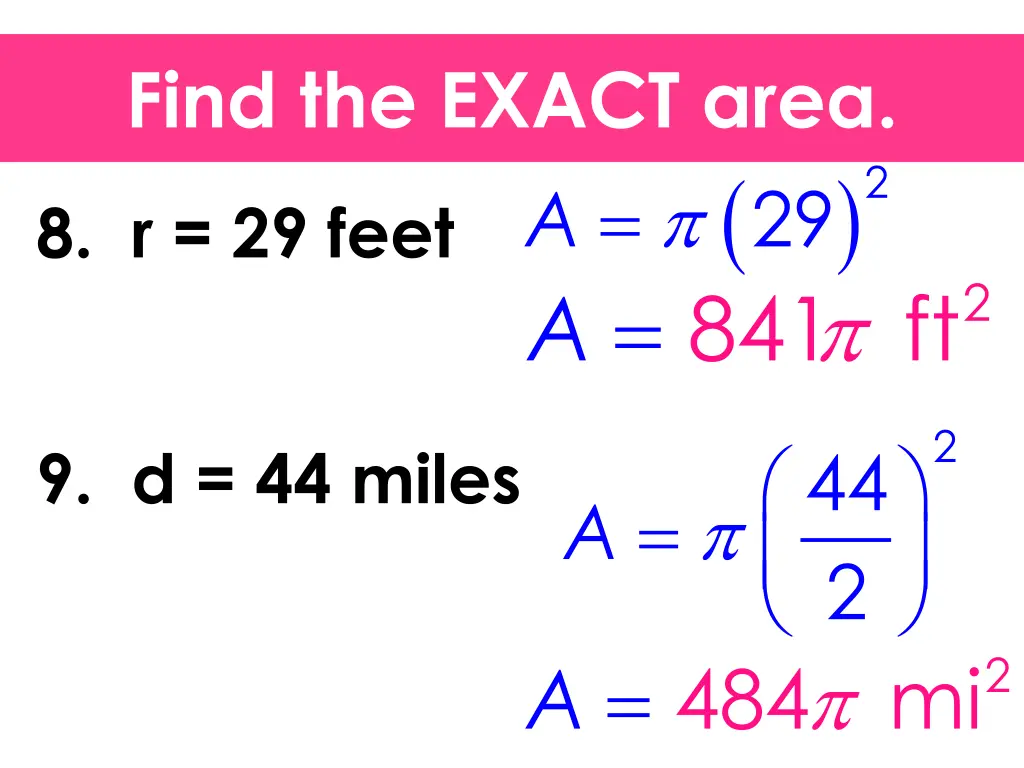 find the exact area
