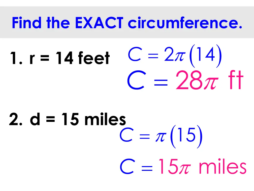 find the exact circumference