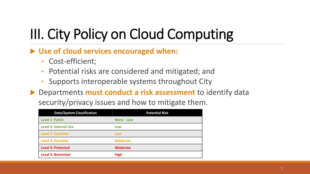 iii city policy on cloud computing iii city