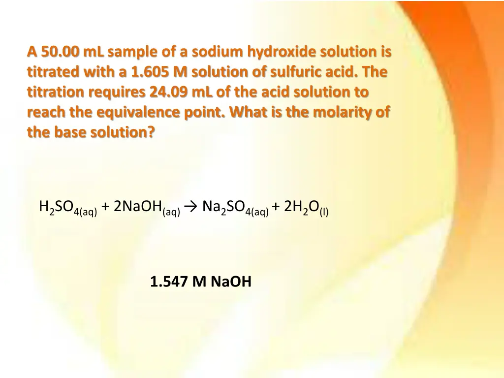 a 50 00 ml sample of a sodium hydroxide solution