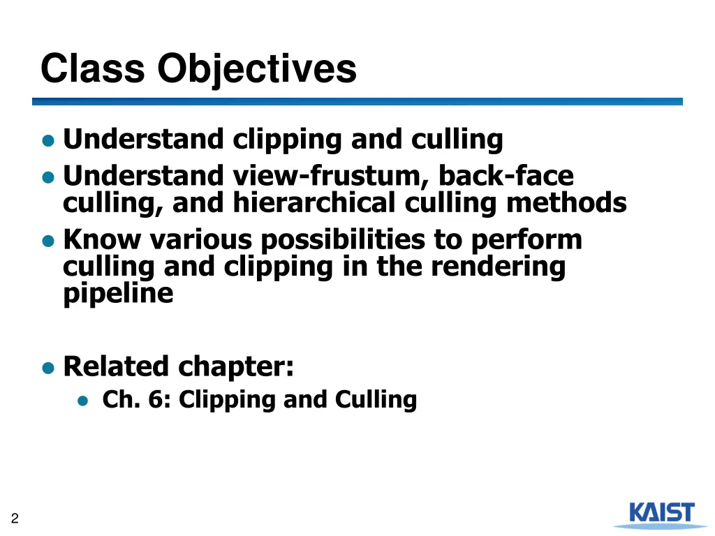 class objectives