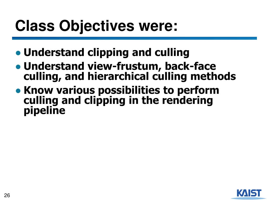 class objectives were