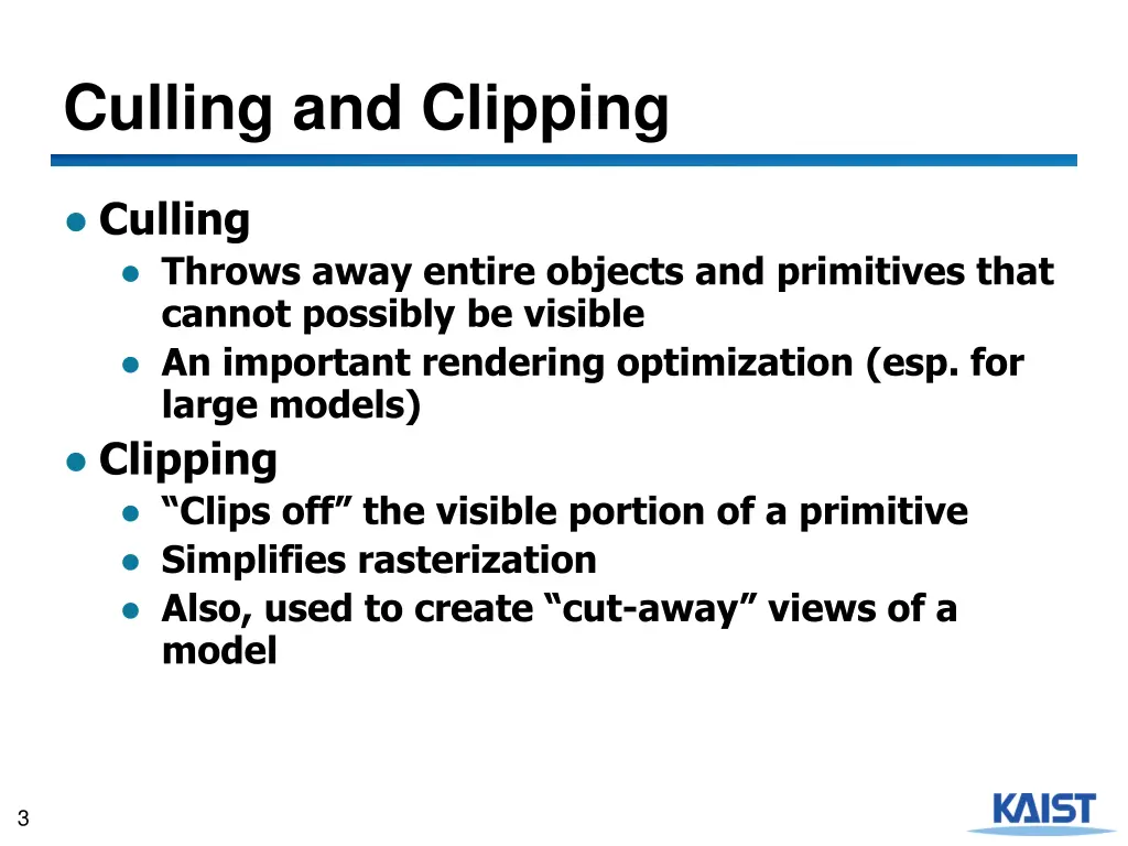 culling and clipping
