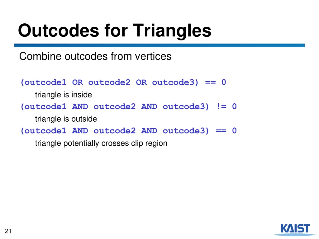 outcodes for triangles