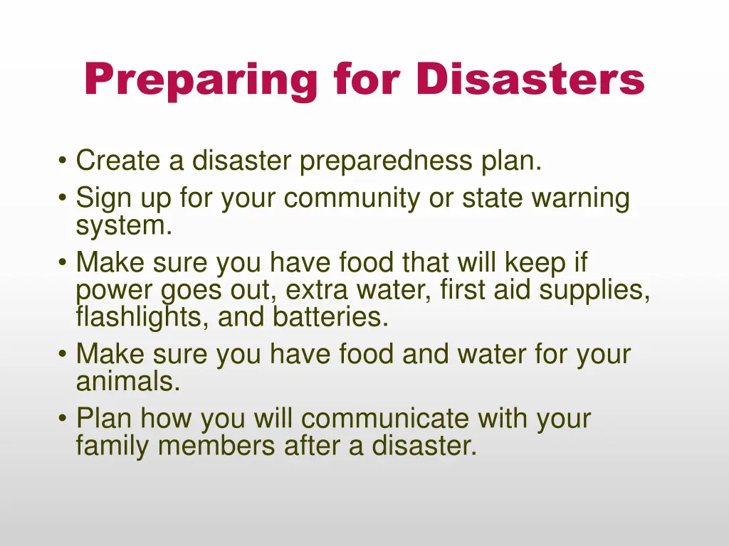 preparing for disasters