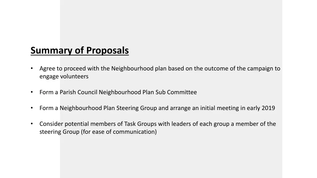 summary of proposals