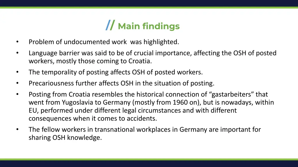 main findings