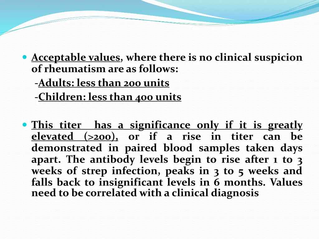 acceptable values where there is no clinical