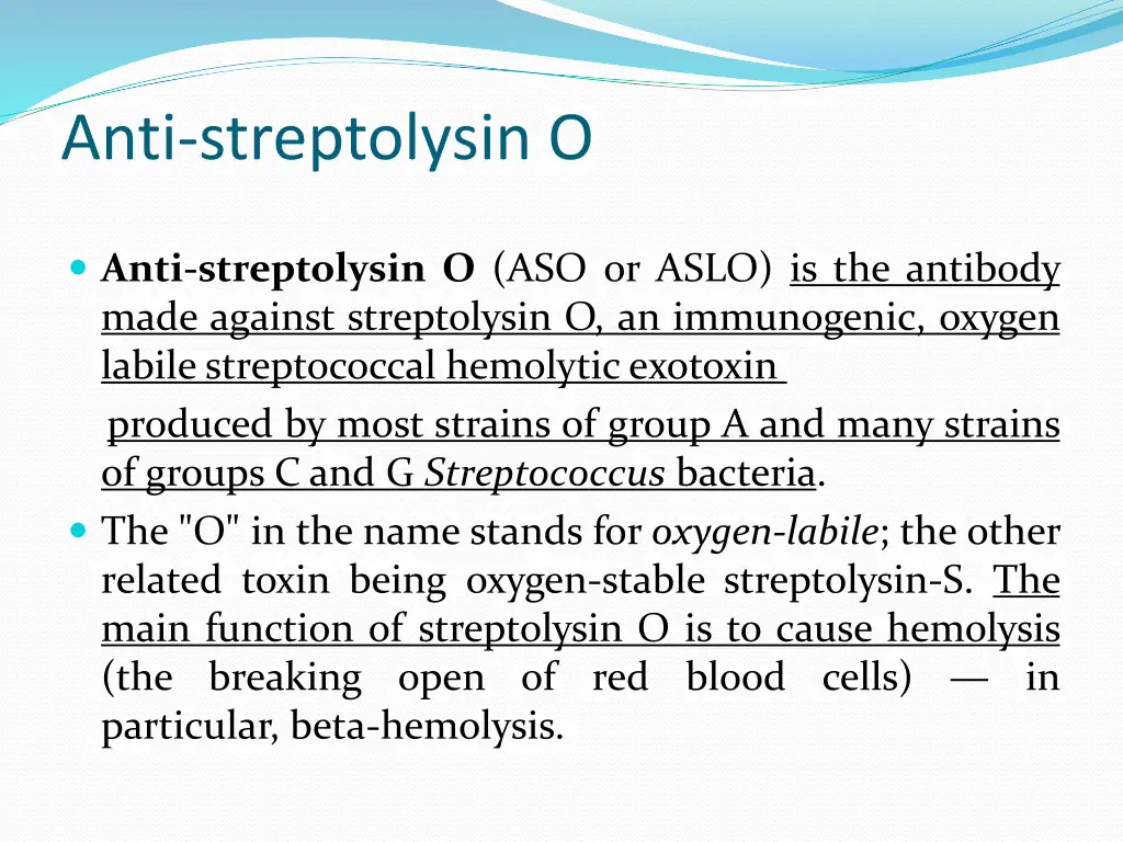 anti streptolysin o